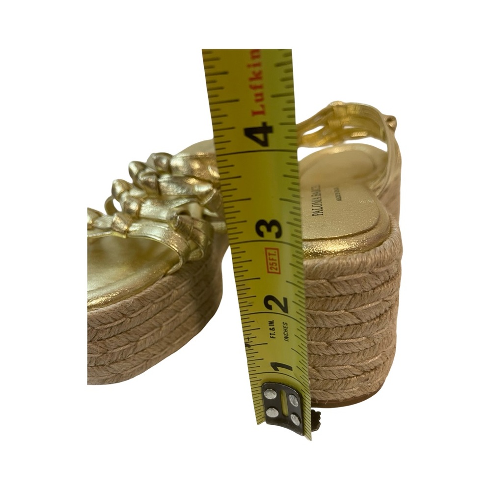 Paloma Barcelo "Jama" Gold Leather Sandals Women's Espadrilles Made in Spain, 38 - Picture 4 of 11